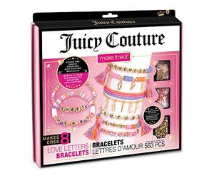 Make It Real Kit di bracciali fai da te Juicy Couture con lettere d’amore - Kit di gioielli fai da te per bambini - Kit di gioielli fai da te per bambine - Braccialetti dell’amicizia con perline piatte di argilla - Regali per bambine