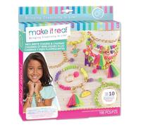Make It Real - Kit per realizzare braccialetti per bambina al neon con perline e catene dorate | Set bracciali per ragazze 10 anni creativi, artigianato originale regalo ragazza 8 anni