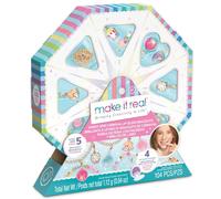 Make It Real: Ruota Incantata con Braccialetti e Lucidalabbra - 104 pezzi Kit Fai da Te con 5 Charm e Brillantini, Gioielli Profumati alla Fragola