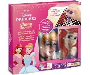 Make It Real: Timbro Disney per rivelare Ariel & Cenerentola Storybook e Dot Art - 1209 pezzi, fai da te 2 poster a pois principessa, kit fai da te, per ragazze e bambini dai 6 anni in su