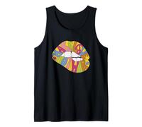 Make Love Not War Retro 70s Groovy Lips Peace Sign Canotta