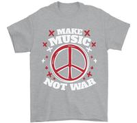 Make Musica Non Guerra Pace Hippy Rock contro la Guerra Uomo T-Shirt 100% Cotone