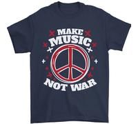 Make Musica Non Guerra Pace Hippy Rock contro la Guerra Uomo T-Shirt 100% Cotone