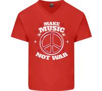Make Musica Non Guerra Pace Hippy Rock contro la Uomo Scollo A V Cotone T-Shirt