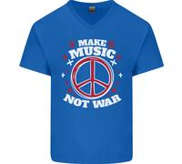 Make Musica Non Guerra Pace Hippy Rock contro la Uomo Scollo A V Cotone T-Shirt