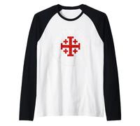 Make No Peace with Evil Knight Templar Jerusalem Cross Art Maglia con Maniche Raglan