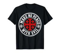 Make No Peace with Evil Knight Templar Jerusalem Cross Art Maglietta