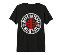 Make No Peace with Evil Knight Templar Jerusalem Cross Art Maglietta Premium