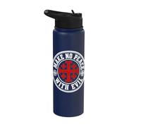 Make No Peace with Evil Knight Templar Jerusalem Cross Art Stainless Steel Insulated Water Bottle