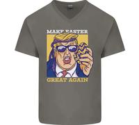 Make Pasqua Great Again Divertente Donald Trump Uomo Scollo A V Cotone T-Shirt