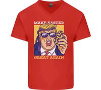 Make Pasqua Great Again Divertente Donald Trump Uomo Scollo A V Cotone T-Shirt