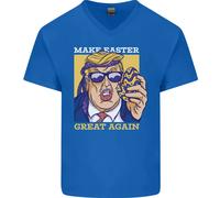 Make Pasqua Great Again Divertente Donald Trump Uomo Scollo A V Cotone T-Shirt