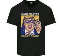 Make Pasqua Great Again Divertente Donald Trump Uomo Scollo A V Cotone T-Shirt