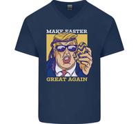 Make Pasqua Great Again Divertente Donald Trump Uomo Scollo A V Cotone T-Shirt