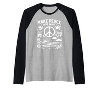 Make Peace Not War Retro Segno della Pace Colomba Tramonto unità Floreale Maglia con Maniche Raglan