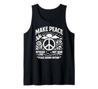 Make Peace Spread Love Not War Retro Segno della Pace Colomba Floreale Canotta