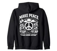 Make Peace Spread Love Not War Retro Segno della Pace Colomba Floreale Felpa con Cappuccio