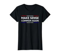 Make Sense Common Again Maglietta con Stampa Grafica Economica, Donna, Nero, L