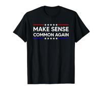 Make Sense Common Again Maglietta con Stampa Grafica Economica, Uomo, Nero, XL