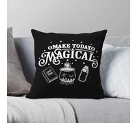Make Today - Federa quadrata in poliestere e lino, motivo strega Wicca, con cerniera, decorativa, per divano