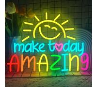 Make Today - Insegna al neon dimmerabile con luce al neon colorata per camera da letto, aula, matrimonio, festa di compleanno, decorazione artistica, regalo, alimentazione USB, 42 x 31 cm