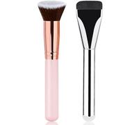 Make Up Brushes Set 2 pezzi Pennello Blush trucco & Pennello Fondotinta Soft Touch Professionale a Punta Piatta Fibra Sintetica Morbida per Miscelare Liquidi SHS