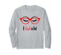 Make up Lash Eyelash Eyelashes Lover Sun Glasses Red t-Shirt Maglia a Manica