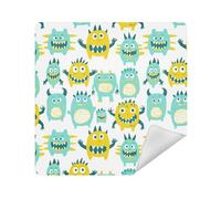 Make up Pouchs Camera Lens Cloth Magic Sticker Organizzatore di Trucco Portatile Wrap 13.8 X 13.8 Wrapper per articoli da toeletta, Carino Piccoli Mostri Verde Giallo, 21.7x21.7in