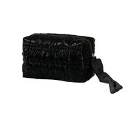 Make up sacchetto di cotone durevole con cerniera grande capacità sacchetto cosmetico texture morbida custodia da viaggio dolce design check fodera per piccoli oggetti, Nero , m