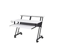 Make Your Working Space Neat And Organized And Also Keep The Monitor at an Eye-Level Computer Desk White Black Study Desk Study Desk with Storage