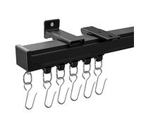 MaKefeile Binari per tende da soffitto, resistenti, per soggiorno, camera da letto, doccia, privacy, camper, garage, divisorio e ganci, nero, 3,7 m