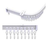 MaKefeile Binario per tende da soffitto in alluminio, flessibile, pieghevole, divisorio per la privacy, separatore per camper, set di ganci per tenda da esterno, bianco, 0,9-6,4 m
