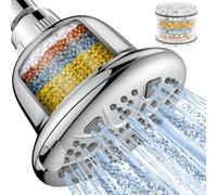 MakeFit Soffione doccia filtrata - alta pressione con filtro per acqua dura, addolcitore per pioggia, lusso, 7 impostazioni, soffione doccia regolabile (cromato)