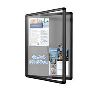 MAKELLO Bacheca Da Parete Con Chiave In Feltro 4xA4,Bacheca Per Interni In Alluminio,Nero, Per Aziendale, Ufficio, Condominio, 67x50cm