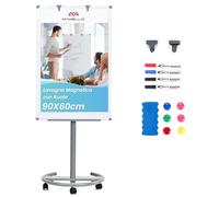 MAKELLO Lavagna a Fogli Mobili Magnetica su Rotelle 60x90cm, Altezza Regolabile, Lavagna Cancellabile con Cavalletto per Ufficio