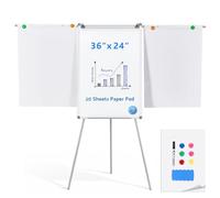 MAKELLO - Lavagna con fogli di carta con cavalletto per lavagna bianca con supporto, con bracci estensi, altezza regolabile, 90 x 60 cm