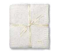 MakeMake Organics Coperta in cotone biologico, certificata GOTS, coperta lavorata a maglia per divano e letto, colori neutri, in morbido cotone, grande, 127 x 152 cm, avorio