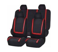 MaKeMoney 9 Pezzi Auto Set Coprisedili per Nissan MICRA V (K14) Hatchback 2016-2020, Pelle Auto Set Completo Posto a Sedere Protezion Traspirante Accessori, C/Black Red