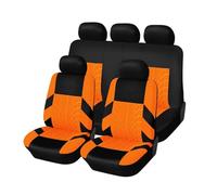 MaKeMoney 9 Pezzi Coprisedili Auto per V-W T-Cross 2019-2024, Traspirante Auto Set Coprisedili Impermeabile Comfort Interno Accessori,A/Orange