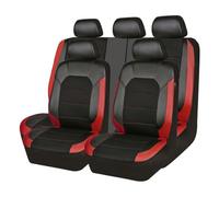 MaKeMoney Coprisedili Auto Set per FO-rd Fiesta Mk7 2009 2010 2011 2012 2013 2014 2015 2016 2017, 9Pcs Pelle Protezione Sedile Auto Impermeabile Coprisedili Auto Accessori, E/Black Red