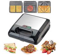Maker e waffle maker 3 in 1, tostapane da 750W con cottura a doppia faccia, piastre antiaderenti rimovibili, macchina per bistecche Panini per hamburger di bistecca