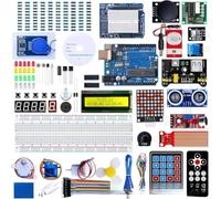 Maker Kit per Arduino R3 compatibile con scheda microcontrollore Mega328, set di apprendimento STEM educativo con sensori e motori, componenti e Play per prototipazione