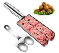 Maker polpette a 2 tubi macchino a sfere per polpette, maestro in acciaio inossidabile con taglio vanga, baller di carne manuale fai -da -te per la produzione di ristoranti da cucina ...