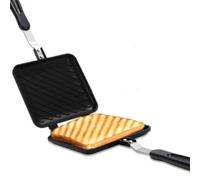 Maker sandwich a doppio lato, in lega di alluminio non stick produttore panino con fondo piatto con griglia per casa cucina