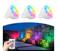 Makergroup Lampadine LED MR16 che cambiano colore, RGB GU5.3 luce bi-pin, bianco caldo+15 multicolori e luminosità a 4 livelli con telecomando per illuminazione paesaggistica a bassa tensione da 12 V