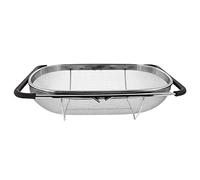 Makerstep Scolapasta, colino, cestello da applicare al lavello, in acciaio inox, per cucina con impugnatura gomma, a rete fine, grande strumento, utensile estensibile pastasciutta metallo