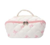 Makeup Bag - 8,46 pollici Pink Bow Large Capacity Organizer for Travel, Daily Storage with Brush Holder Function, Cosmetic Pouch for School Office Luggage Toiletry Skin Care, PU Leather, Gift Use