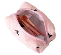 Makeup Bag, Cosmetic Pouch, Makeup Organizer, Aesthetic Travel Spacious Pencil Purse, Stylish Accessories Storage 6.3x3.54x3.54 Inches for Women, Pink, Light Blue, Cream
