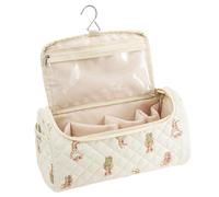 Makeup Bag, Cotton Polyester Quilted Organizer Bag | 32x16.5x16.5cm Hanging Travel Toiletry Storage Pouch With Hook For Brush Curler Cosmetics Toiletries Gym Road Trip Use For Men Women