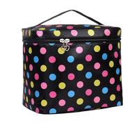 Makeup Bag Large Capacity, Square Handle Cosmetic Bag, Colorful Dots Makeup Bag, Zipper Pouch Makeup Organizer, Large Makeup Bag with Compartments for Cosmetics, Brush